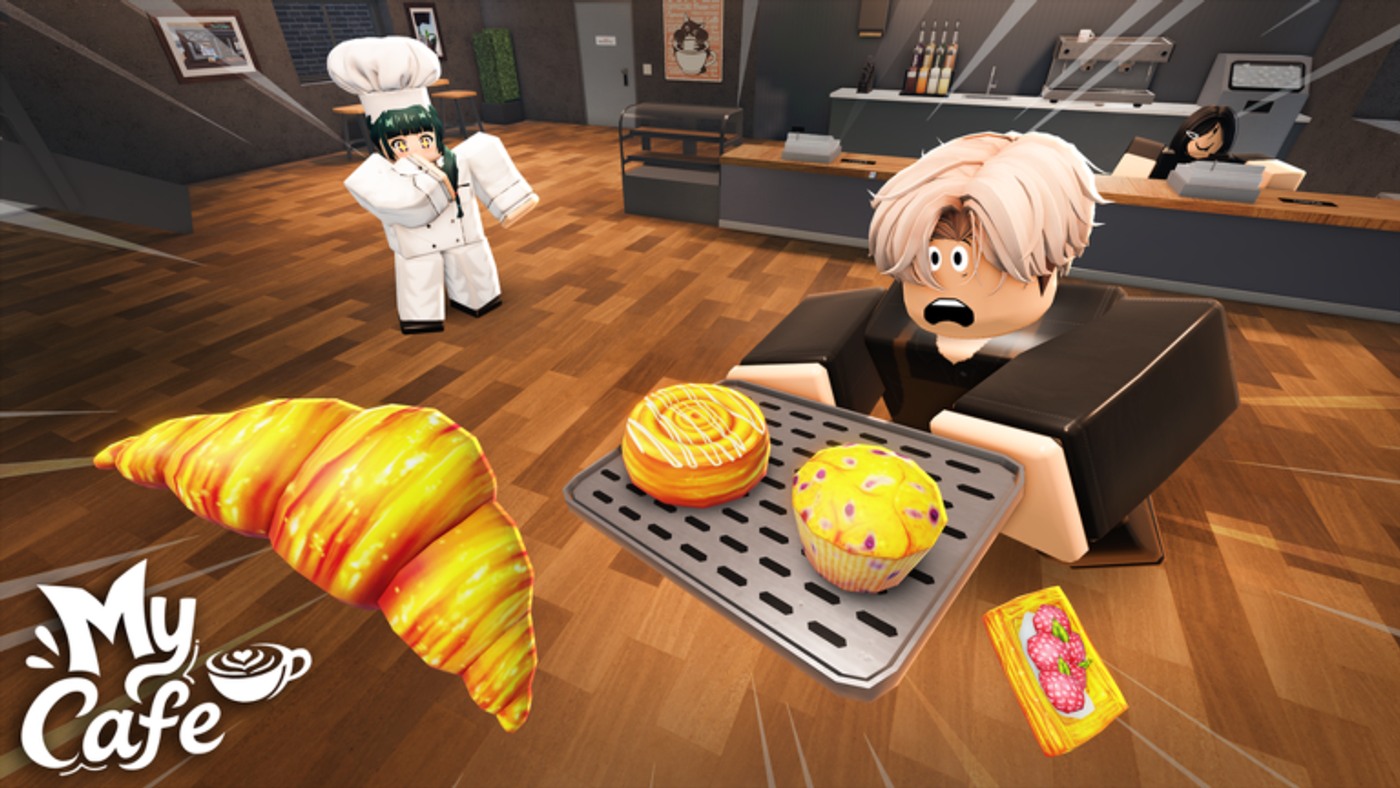 Roblox-My-Cafe-Screenshot der Café-Fläche nach dem Gebäck-Update